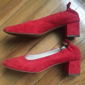 everlane red suede day heel